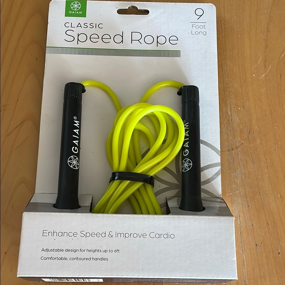 GAIAM Speed Rope with Black Handles and Bright Yellow Cord